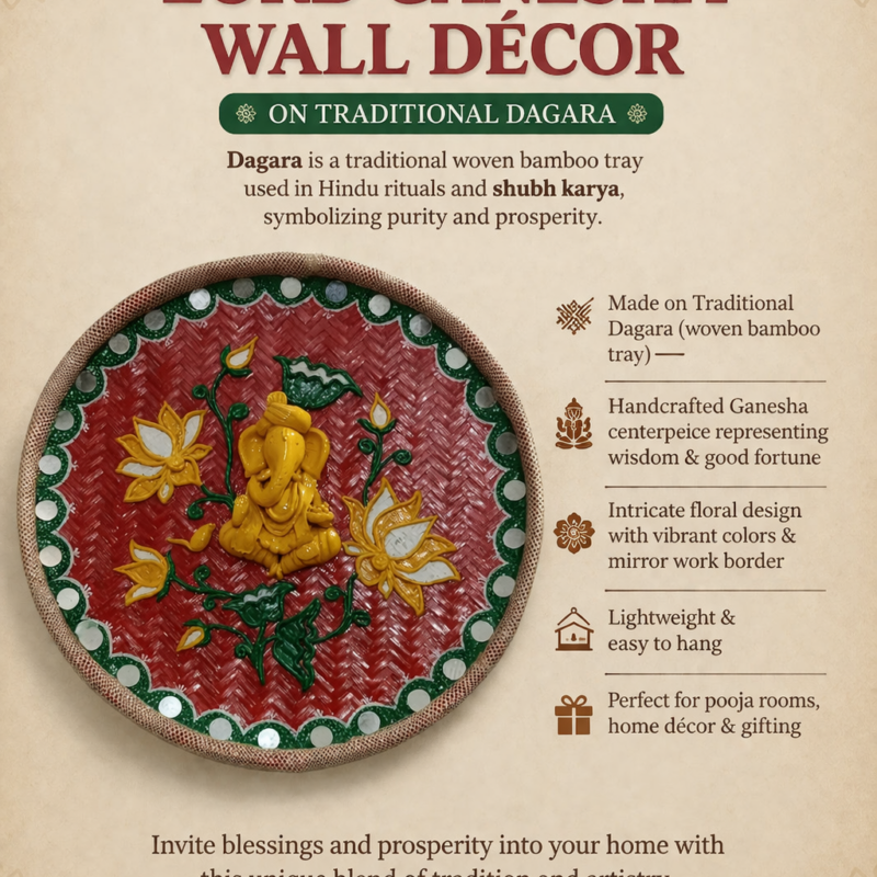 Handcrafted Lord Ganesha Wall Décor on Traditional Dagara